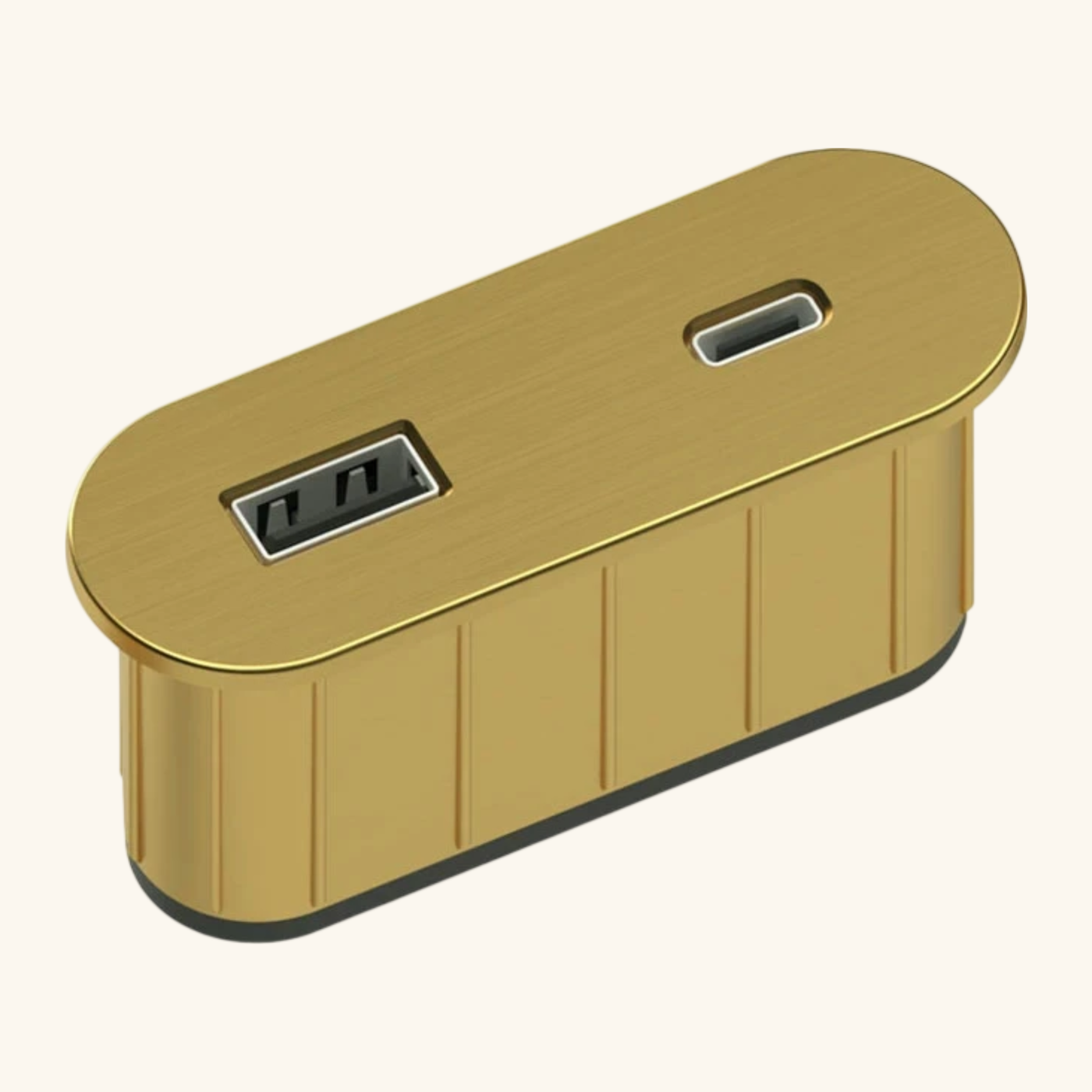Prise USB murale ARCHEA 1 prise USB C + 1 USB-A - Prise ovale encastrable doré