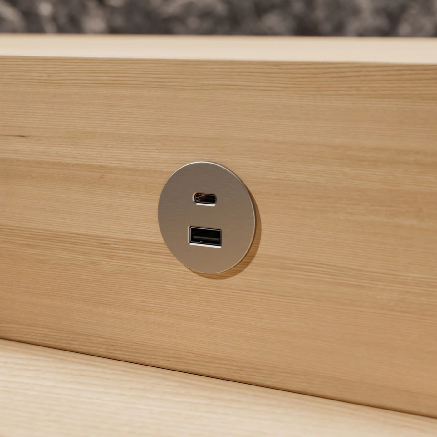 Prise USB murale ARCHEA 1 prise USB C + 1 USB-A - Prise ronde encastrable inox