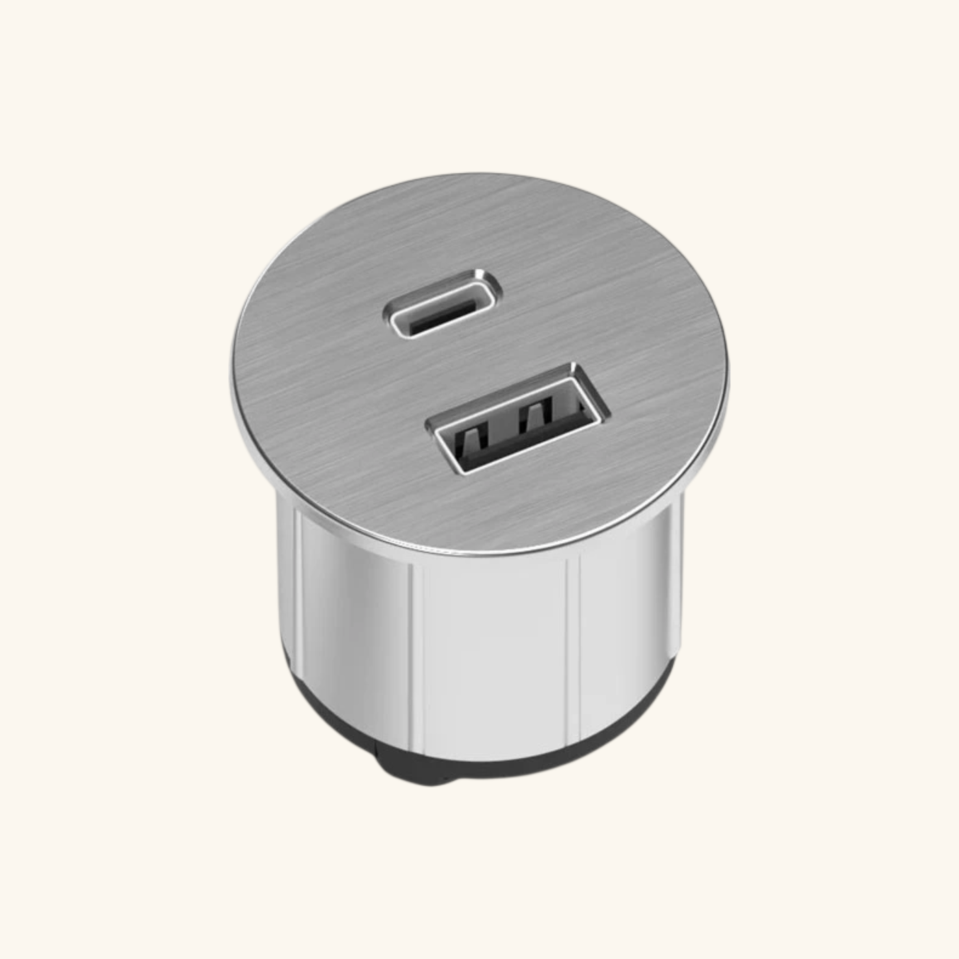 Prise USB murale ARCHEA 1 prise USB C + 1 USB-A - Prise ronde encastrable inox