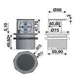 Prise plan de travail NEKO rétractable doré - Bloc 1 prise + 1 USB-C