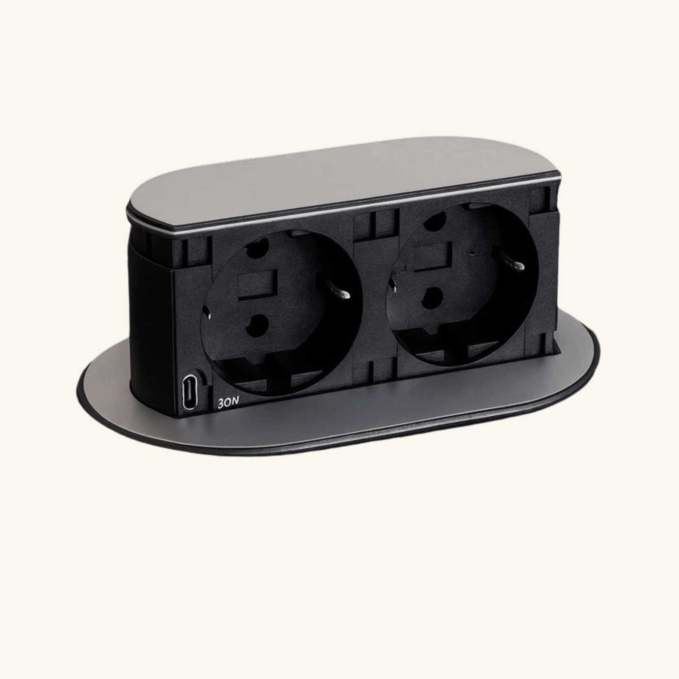 Prise plan de travail PIXEL rétractable inox - Double prise + 1 USB-C