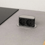 Prise plan de travail PIXEL rétractable inox - Double prise + 1 USB-C