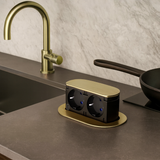 Prise plan de travail PIXEL rétractable doré - Double prise + 1 USB-C