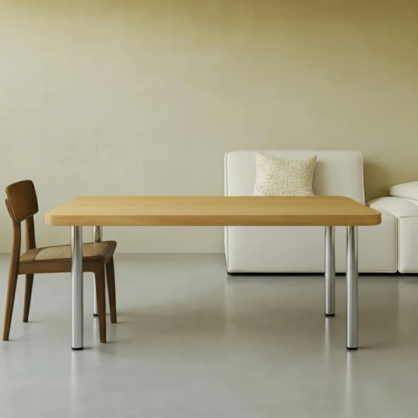 Pied de table réglable métal Rond Chromé H 70.5 x l 6 cm