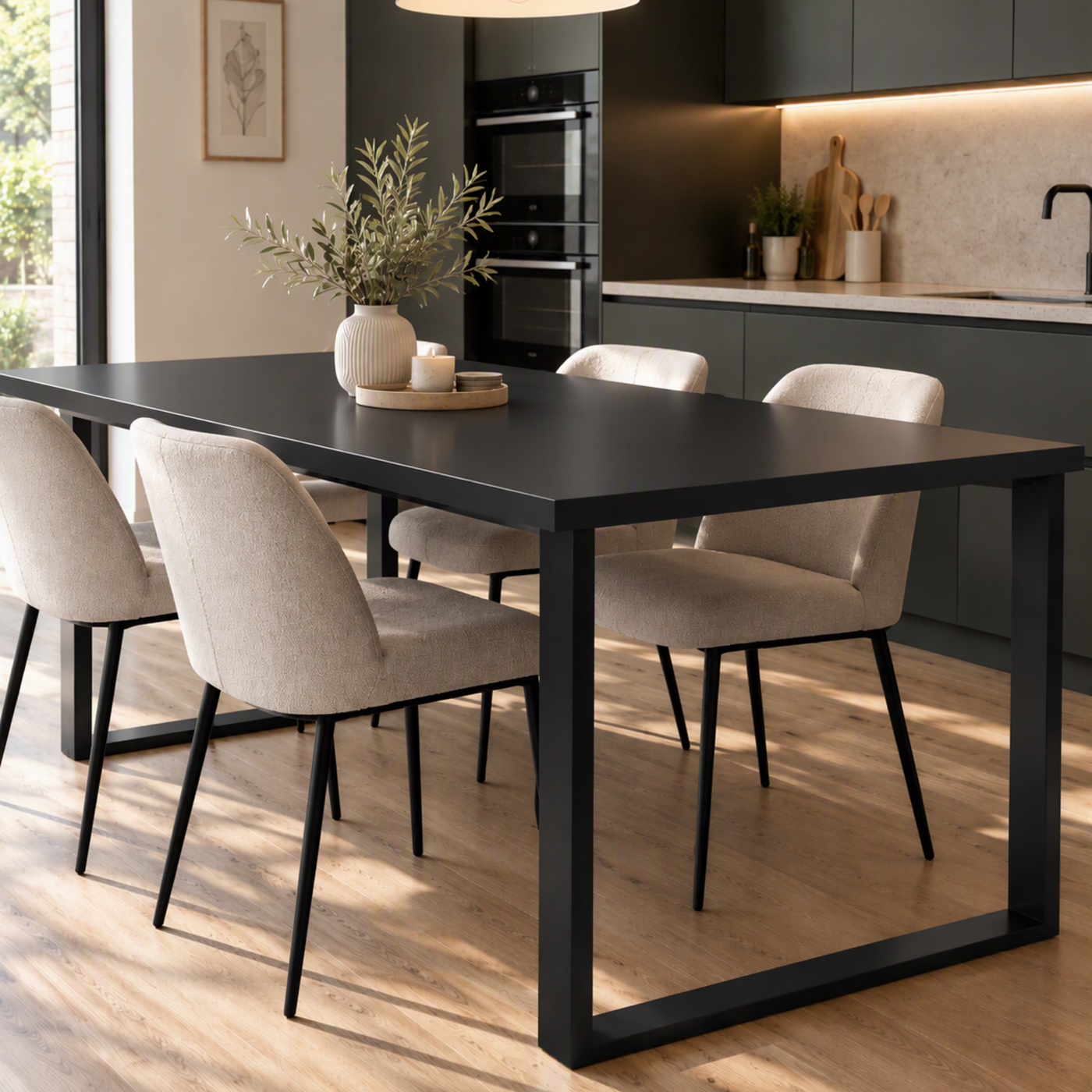 Pied de table rectangulaire DANNY métal noir H 72 x l 90 cm