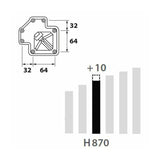 Pied plan de travail réglable Carré Noir mat H 87 x l 6 cm