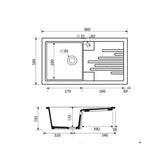 Evier céramique blanc Ewi AGLAE 1 bac 1 égouttoir