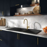 Evier céramique noir mat Ewi AGLAE 2 bacs 1 égouttoir