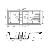 Evier céramique noir mat Ewi AGLAE 2 bacs 1 égouttoir