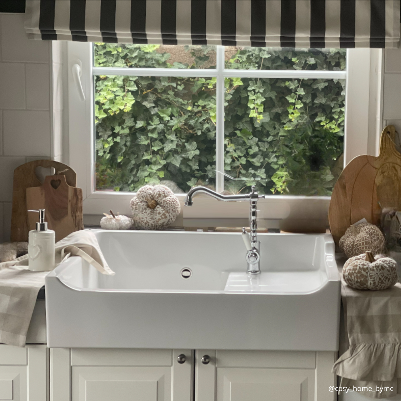 Évier timbre d'office céramique blanc AIMÉ 1 bac 1 égouttoir