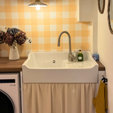 Évier timbre d'office céramique blanc AIMÉ 1 bac 1 égouttoir