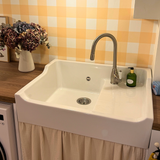 Évier timbre d'office céramique blanc AIMÉ 1 bac 1 égouttoir