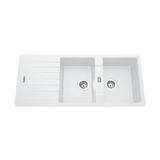 Évier granit blanc ALBEY 2 bacs 1 égouttoir