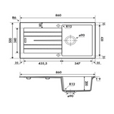 Évier granit noir ALBEY 1 bac 1 égouttoir