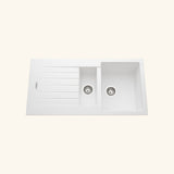 Évier granit blanc ALBEY 1 bac et demi - 1 égouttoir