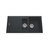 Évier granit noir ALBEY 1 bac et demi - 1 égouttoir