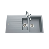 Évier granit gris ALBEY 1 bac et demi - 1 égouttoir