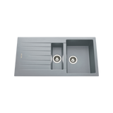 Évier granit gris ALBEY 1 bac et demi - 1 égouttoir