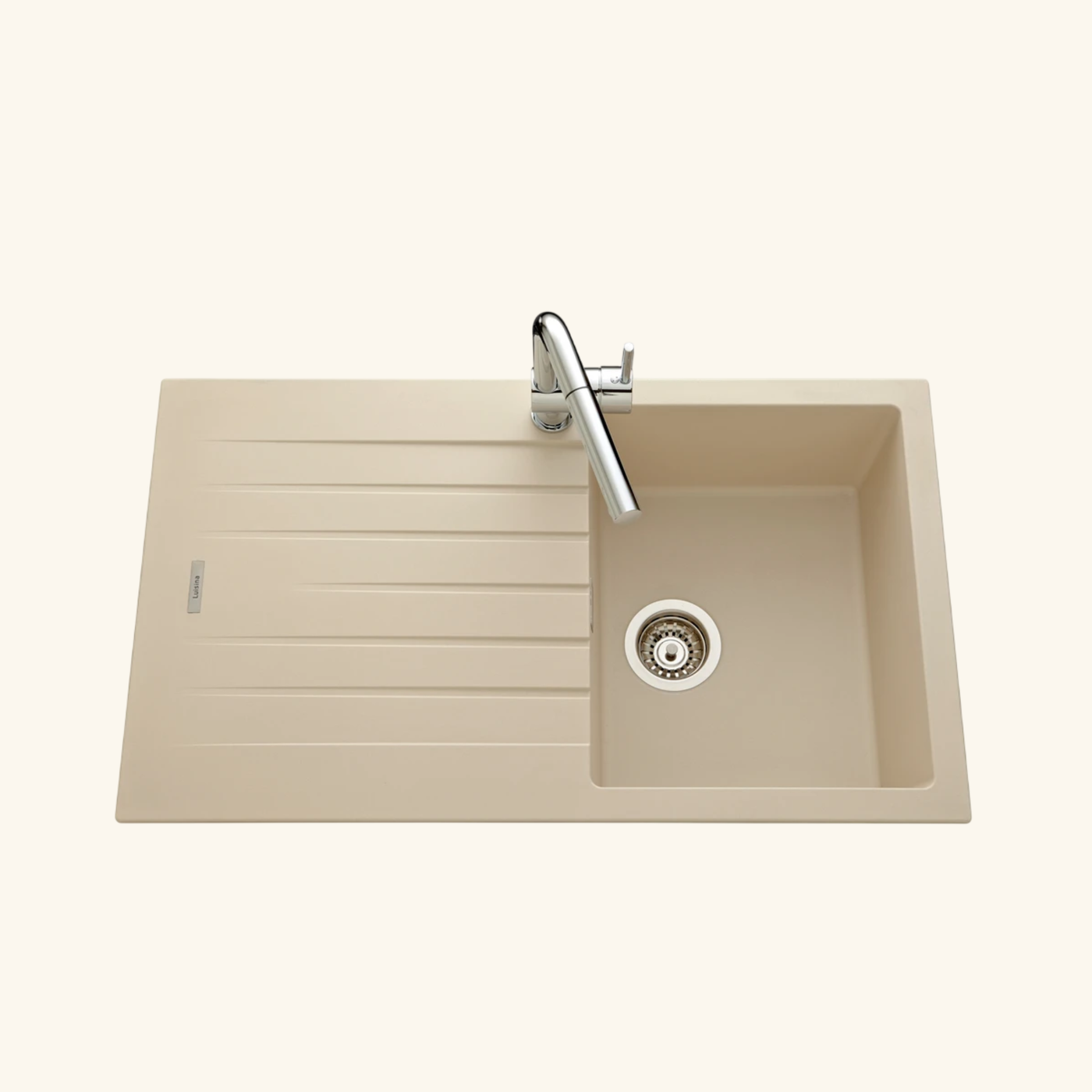 Évier granit beige ALBEY 1 bac - 1 égouttoir