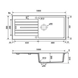 Évier granit noir ALBEY 1 grand bac 1 égouttoir