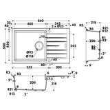 Évier granit noir ALBEY 1 grand bac - 1 petit égouttoir