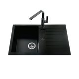 Évier granit noir ALBEY 1 petit bac - 1 égouttoir 78x50cm