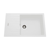 Évier granit blanc ALBEY 1 grand bac - 1 petit égouttoir