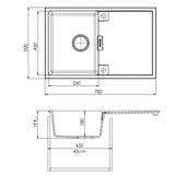 Evier granit gris Kümbad ANIA 1 bac 1 égouttoir