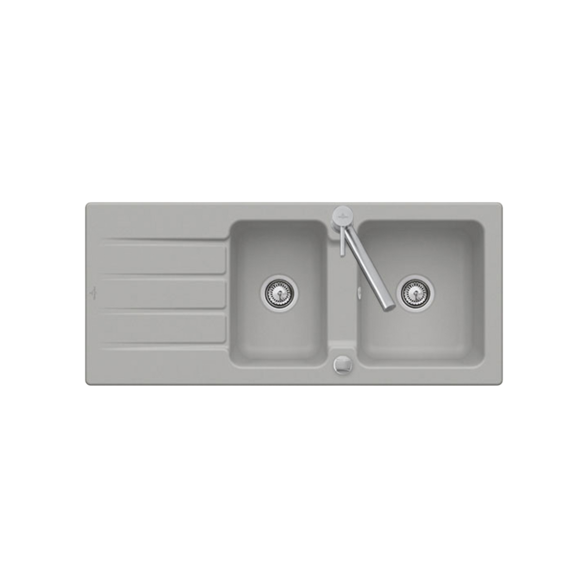 Evier céramique gris fossil Villeroy & Boch ARCHITECTURA 2 bacs 1 égouttoir