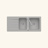 Evier céramique gris fossil Villeroy & Boch ARCHITECTURA 2 bacs 1 égouttoir