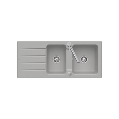 Evier céramique gris fossil Villeroy & Boch ARCHITECTURA 2 bacs 1 égouttoir