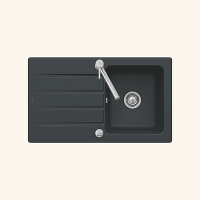 Evier céramique Villeroy & Boch ARCHITECTURA noir mat 1 bac 1 égouttoir