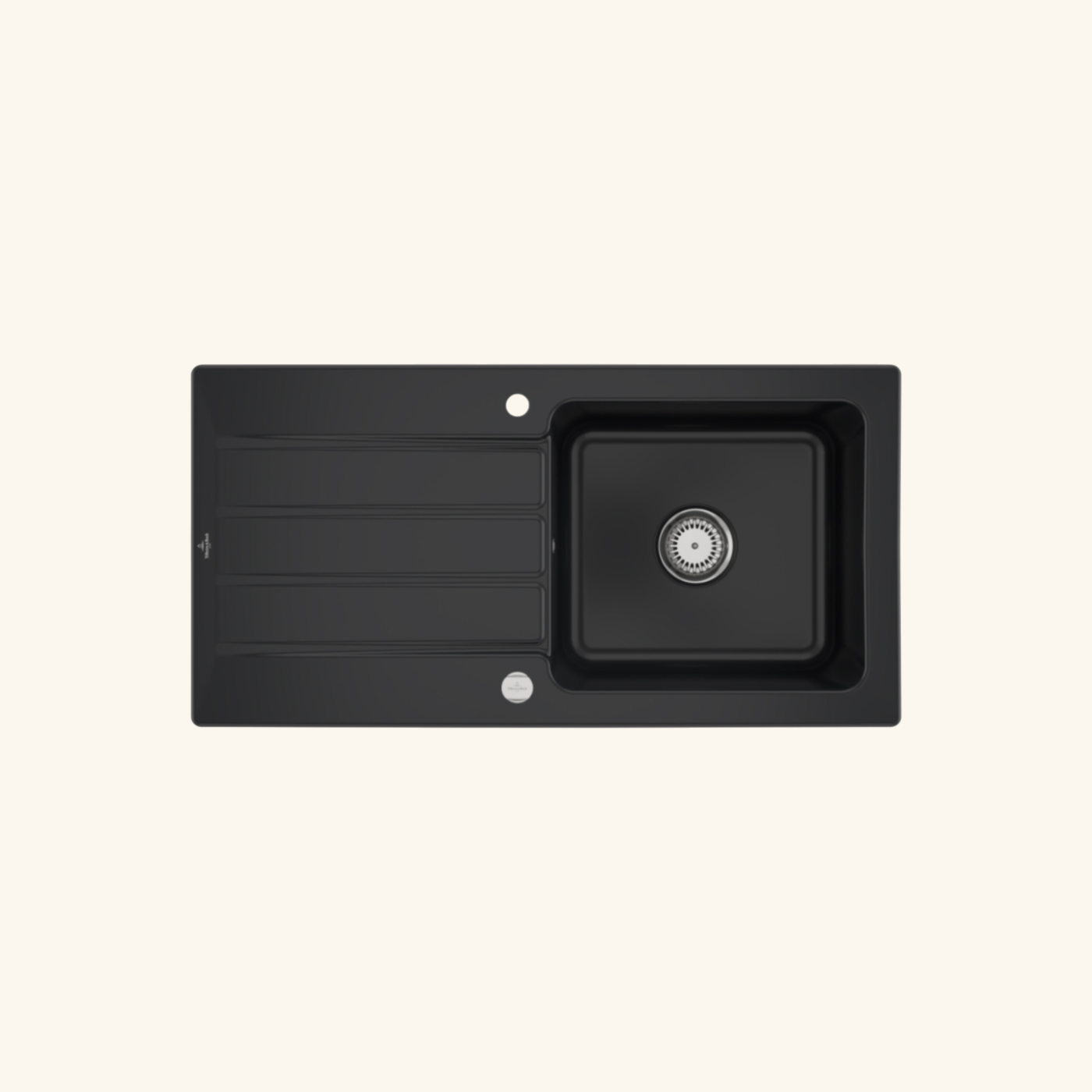 Evier céramique Villeroy & Boch ARCHITECTURA noir mat 1 grand bac 1 égouttoir