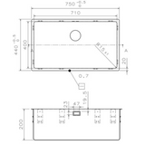 Evier inox sous-plan MAX 1 grand bac 750x441
