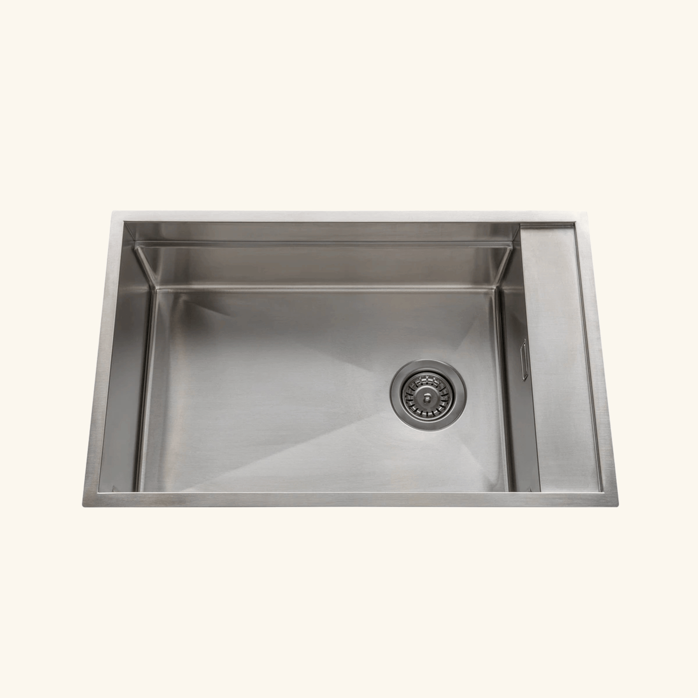 Évier sous plan inox lisse Luisina RIMTICA 1 très grand bac 1 petit égouttoir - passoire incluse