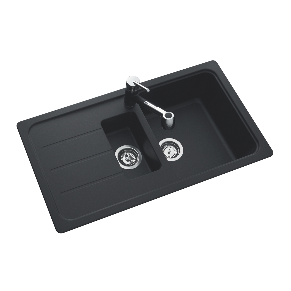 Évier granit noir Schock FORMHAUS 1 bac et demi - 1 égouttoir