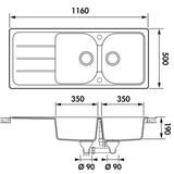 Évier granit blanc Schock FORMHAUS 2 bacs 1 égouttoir