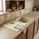 Évier granit beige vanille Schock FORMHAUS 1 bac 1 égouttoir