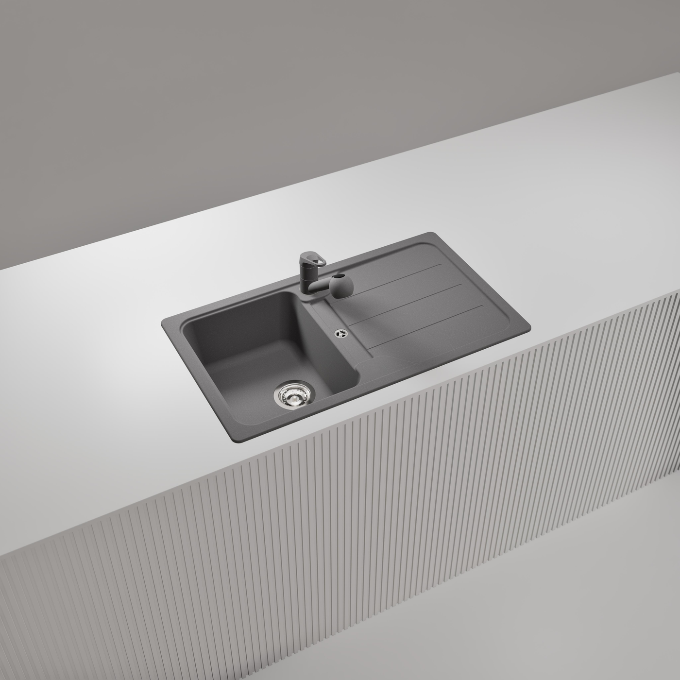 Évier granit gris Schock FORMHAUS 1 bac 1 égouttoir