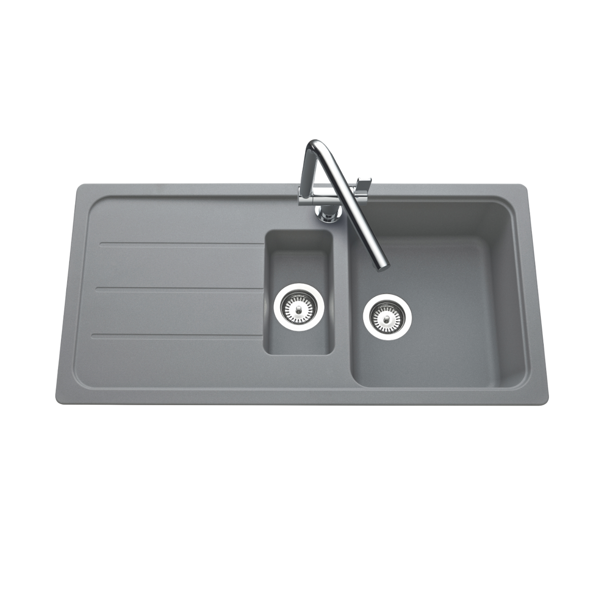Évier granit gris Schock FORMHAUS 1 bac et demi - 1 égouttoir