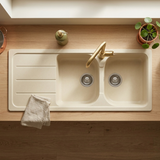 Évier granit beige vanille Schock FORMHAUS 2 bacs 1 égouttoir