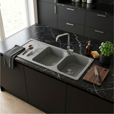 Évier granit gris Schock FORMHAUS 2 bacs 1 égouttoir