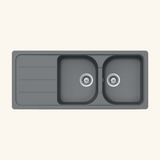 Évier granit gris Schock FORMHAUS 2 bacs 1 égouttoir