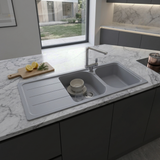 Évier granit gris Schock FORMHAUS 2 bacs 1 égouttoir