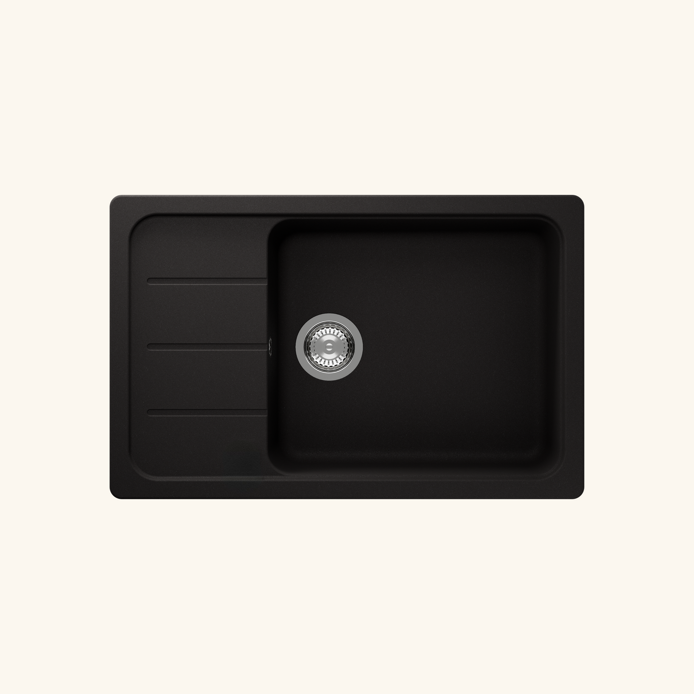 Evier granit noir Shock FORMHAUS 1 grand bac - 1 petit égouttoir
