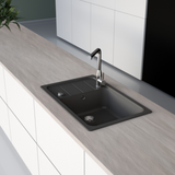 Evier granit noir Shock FORMHAUS 1 grand bac - 1 petit égouttoir