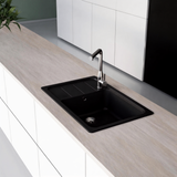 Evier granit noir Shock FORMHAUS 1 grand bac - 1 petit égouttoir