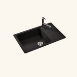 Evier granit noir Shock FORMHAUS 1 grand bac - 1 petit égouttoir