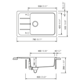 Evier granit noir Shock FORMHAUS 1 grand bac - 1 petit égouttoir