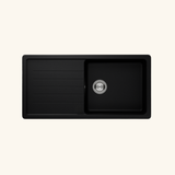 Évier granit noir Luisina BOHEME 1 grand bac 1 égouttoir